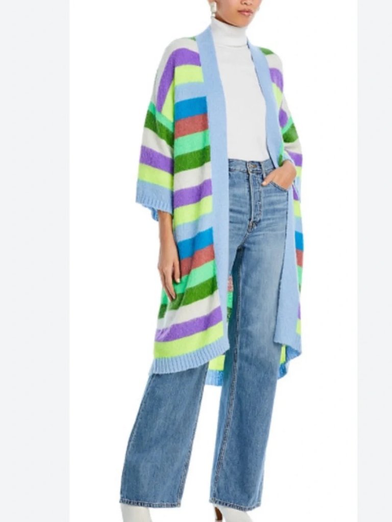 Women Essentiel Antwerp Multi Alpaca Wool Blend Stripe Duster Cardigan Sweater M